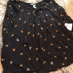 Black Floral Top Boho Inspired